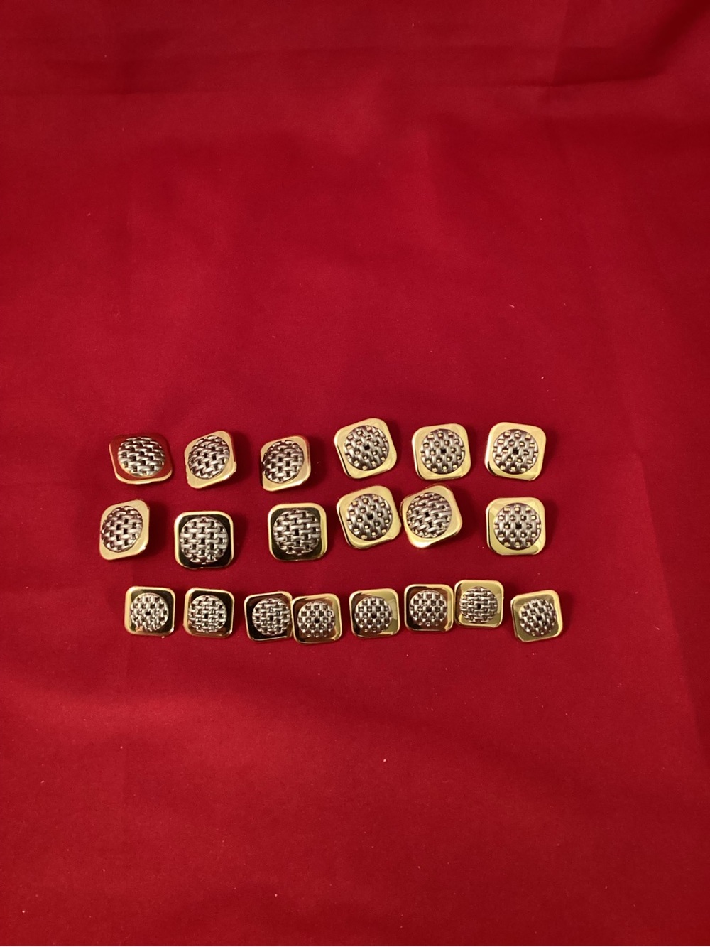 91 grams of Gold and Silver Square Stud Buttons